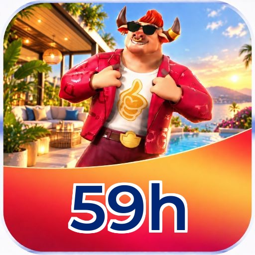 Interface da plataforma 59h mostrando slots populares e bônus de boas-vindas
